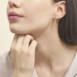 Boucles D'oreilles Pendantes Dunya Plaqué Or Jaune Oxyde De Zirconium-Histoire d'Or Best