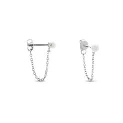 Boucles D'oreilles Pendantes Argent Blanc Leent Perles De Culture-Histoire d'Or Discount