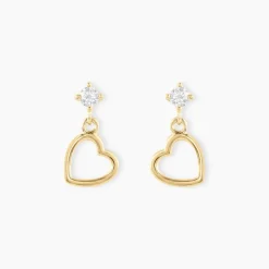 Histoire d'Or Boucles D'oreilles Pendantes Daria C艙ur Or Jaune