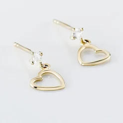 Histoire d'Or Boucles D'oreilles Pendantes Daria C艙ur Or Jaune