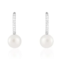 Boucles D'oreilles Pendantes Gwaldys Argent  Perle De Culture Et Oxyde-Histoire d'Or Online