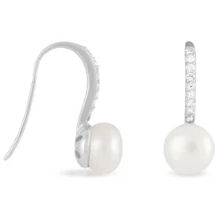 Boucles D'oreilles Pendantes Gwaldys Argent  Perle De Culture Et Oxyde-Histoire d'Or Online