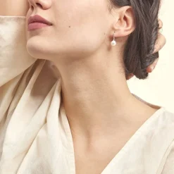 Boucles D'oreilles Pendantes Gwaldys Argent  Perle De Culture Et Oxyde-Histoire d'Or Online
