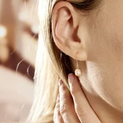 Histoire d'Or Boucles D'oreilles Pendantes Baroque Or Jaune Perles De Culture