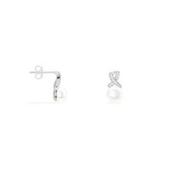 Boucles D'oreilles Pendantes Sathine Argent  Perle De Culture Et Oxyde-Histoire d'Or Sale