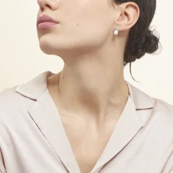 Boucles D'oreilles Pendantes Sathine Argent  Perle De Culture Et Oxyde-Histoire d'Or Sale