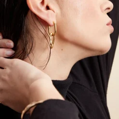 Histoire d'Or Boucles D'oreilles Pendantes Gold Aura Acier Jaune