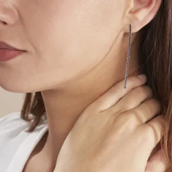 Boucles D'oreilles Pendantes Lou-anne Argent Blanc Oxyde Noir-Histoire d'Or Clearance