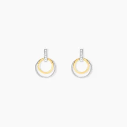 Histoire d'Or Boucles D'oreilles Pendantes Or Bicolore Eloisia Diamants