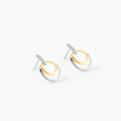 Histoire d'Or Boucles D'oreilles Pendantes Or Bicolore Eloisia Diamants