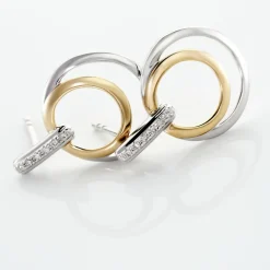 Histoire d'Or Boucles D'oreilles Pendantes Or Bicolore Eloisia Diamants