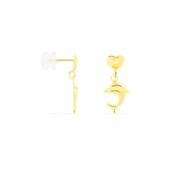 Histoire d'Or Boucles D'oreilles Pendantes Fulvie Coeurs Et Dauphin Or Jaune