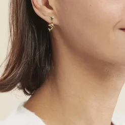 Histoire d'Or Boucles D'oreilles Pendantes Fulvie Coeurs Et Dauphin Or Jaune