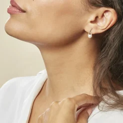 Histoire d'Or Boucles D'oreilles Pendantes Helin Or Jaune Perle De Culture Et Oxyde