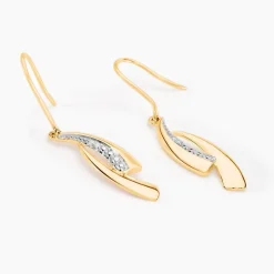 Histoire d'Or Boucles D'oreilles Pendantes Aube Or Bicolore Diamant