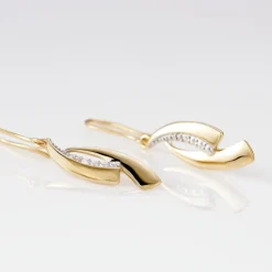 Histoire d'Or Boucles D'oreilles Pendantes Aube Or Bicolore Diamant