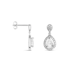 Boucles D'oreilles Pendantes Argent Blanc Zelie Oxyde De Zirconium-Histoire d'Or Online