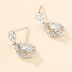 Boucles D'oreilles Pendantes Argent Blanc Zelie Oxyde De Zirconium-Histoire d'Or Online