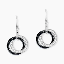 Boucles D'oreilles Pendantes Grizzel Argent Blanc Céramique Et Oxyde-Histoire d'Or Hot