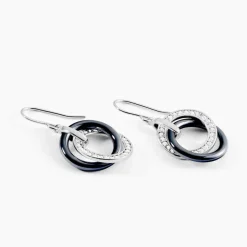 Boucles D'oreilles Pendantes Grizzel Argent Blanc Céramique Et Oxyde-Histoire d'Or Hot