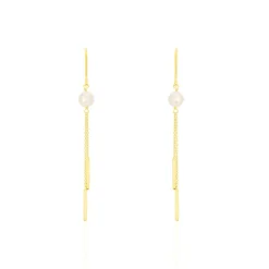 Boucles D'oreilles Pendantes Salman Or Jaune Perle De Culture-Histoire d'Or