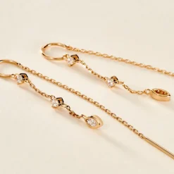 Histoire d'Or Boucles D'oreilles Pendantes Akoni Plaqué Or Jaune Oxyde De Zirconium