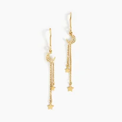 Boucles D'oreilles Pendantes Stellar Or Jaune Oxyde De Zirconium-Histoire d'Or
