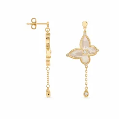 Boucles D'oreilles Pendantes Areli Plaque Or Doré Nacre Oxyde-Histoire d'Or Clearance