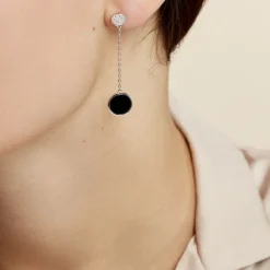 Histoire d'Or Boucles D'oreilles Pendantes Adonya Argent Céramique Et Oxyde