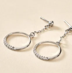 Histoire d'Or Boucles D'oreilles Pendantes Amma Argent Blanc Oxyde De Zirconium