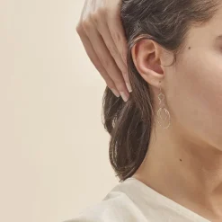 Boucles D'oreilles Pendantes Flaura Argent Blanc-Histoire d'Or New