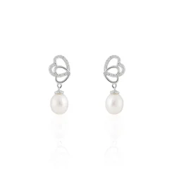 Histoire d'Or Boucles D'oreilles Pendantes Rosella Argent  Perle De Culture Et Oxyde