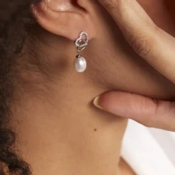 Histoire d'Or Boucles D'oreilles Pendantes Rosella Argent  Perle De Culture Et Oxyde