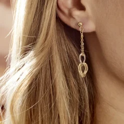 Histoire d'Or Boucles D'oreilles Pendantes Louisa Or Bicolore
