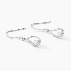 Histoire d'Or Boucles D'oreilles Pendantes Akiko Argent  Perle De Culture Et Oxyde