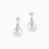 Boucles D'oreilles Pendantes Melya Argent  Perle De Culture Et Oxyde-Histoire d'Or Hot