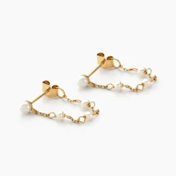Histoire d'Or Boucles D'oreilles Pendantes Or Jaune Tiny Pearls Perle