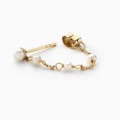 Histoire d'Or Boucles D'oreilles Pendantes Or Jaune Tiny Pearls Perle