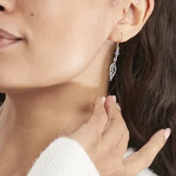 Histoire d'Or Boucles D'oreilles Pendantes Angelika Argent Blanc Pierre De Synthese