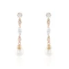 Histoire d'Or Boucles D'oreilles Pendantes Lynes Argent Rose Perle De Culture