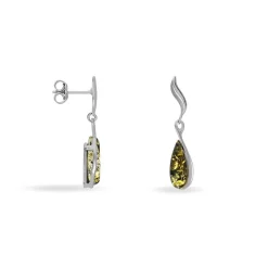 Boucles D'oreilles Pendantes Argent Blanc Odilon Ambre-Histoire d'Or