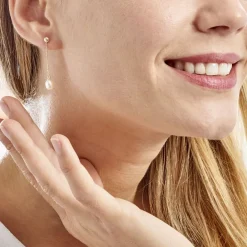 Histoire d'Or Boucles D'oreilles Pendantes Adriette Or Jaune Perle De Culture