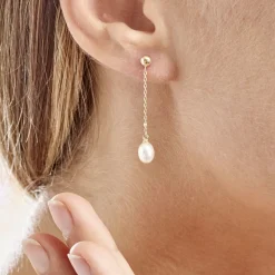 Histoire d'Or Boucles D'oreilles Pendantes Adriette Or Jaune Perle De Culture