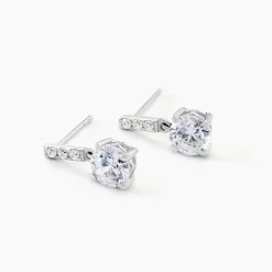 Histoire d'Or Boucles D'oreilles Pendantes Paciane Or Blanc Oxyde De Zirconium