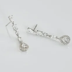 Histoire d'Or Boucles D'oreilles Pendantes Candia Or Blanc Oxyde De Zirconium