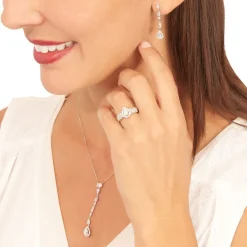 Histoire d'Or Boucles D'oreilles Pendantes Candia Or Blanc Oxyde De Zirconium