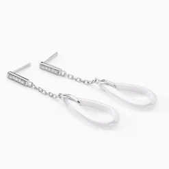 Histoire d'Or Boucles D'oreilles Pendantes Peer Argent Blanc Oxyde De Zirconium