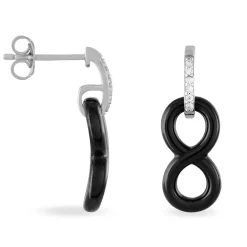 Histoire d'Or Boucles D'oreilles Pendantes Celinia Argent Blanc Céramique Et Oxyde