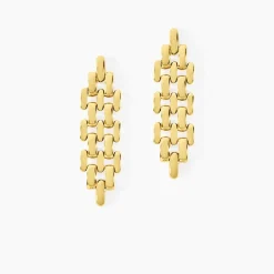 Boucles D'oreilles Pendantes Lady Code Acier Jaune-Histoire d'Or