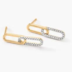 Histoire d'Or Boucles D'oreilles Pendantes Graphic Lines Or Jaune Oxyde De Zirconium